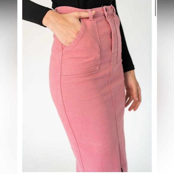 MIDI DENIM SKIRT WITH FRONT SLIT - Picture 2 of 8